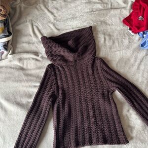 Lorena Antoniazzi Dark Brown Cowl Neck Sweater